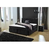 Jockenhöfer Boxspringbett "Bella erhältlich in 140 & 180cm Breite", schwarz (schwarz 372, 06), B:190cm L:226cm, Bettgestell und seitliche Einfassung der Matratzen: Mikrofaser, Samtähnlich (100% Polyester);Topper: 100% Polyurethan, Bezug (100% Polyester) abnehmbar und