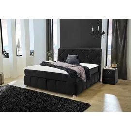 Jockenhöfer Boxspringbett "Bella erhältlich in 140 & 180cm Breite", schwarz (schwarz 372, 06), B:190cm L:226cm, Bettgestell und seitliche Einfassung der Matratzen: Mikrofaser, Samtähnlich (100% Polyester);Topper: 100% Polyurethan, Bezug (100% Polyester) abnehmbar und