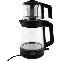 Mulex Tee Express 2-in-1 Teekocher & Wasserkocher aus Glas - 1L + 2L - Schwarz