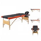 vidaXL Massagetisch Klappbar 3 Zonen Holz Schwarz und Orange