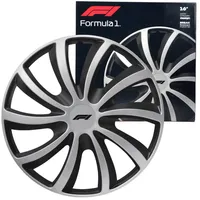 Formula 1 Radkappen Radzierblenden-Set 16 Zoll WC161 Silber/Schwarz, 16 in Zoll, (Set, 4-St) Design 4x Radkappen Radblenden Abdeckung Zweifarbig Universal R16 16" silberfarben