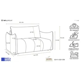 WFL GROUP Kindersofa Lilo 120 x 150 cm Cordstoff weiß
