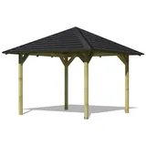 Karibu Pavillon Sevilla Set kdi mit Schindeln Schwarz 265 cm x 265 cm x 290 cm