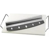 GEFU Pizzastein DARIOSO eckig 38 x 30 cm mit Gestell und Wiegemesser