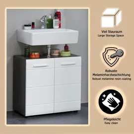 WELLTIME Waschbeckenunterschrank Sovana Waschbeckenunterschrank mit 2 Türen - (B/T/H) 60/31/57 cm silberfarben|weiß