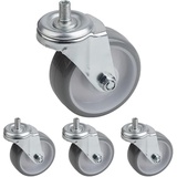 Metafranc Lenkrolle Ø 75 mm - Mit Schraube - Polyurethan-Rad - Weiche Lauffläche - Rollenlager - 75 kg Tragkraft/Transportrolle/Möbelrolle/Schwerlastrolle / 802940, 4er Pack