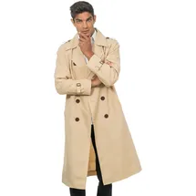 Chaks - Trenchcoat für Erwachsene, Beige, klassischer Detektiv Mantel, Inspector, für Karneval, Mottoparty