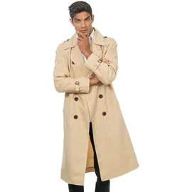 Chaks - Trenchcoat für Erwachsene, Beige, klassischer Detektiv Mantel, Inspector, für Karneval, Mottoparty