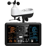 5-in-1-wetterstation Mit Drahtlosem Regenmesser Und Anemometer, Solarsensor Für Den Außenbereich (weiß)