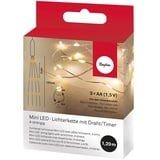 Rayher Lichterkette mit Draht und Timer, für den Innenbereich, flexibel, biegsam, batteriebetrieben, 4 Stränge je 120 cm, 96 LED-Lämpchen, warmweißes Licht, 69259159