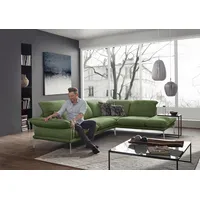 Ecksofa W.SCHILLIG "sherry" Sofas Gr. B/H/T: 302cm x 81cm x 230cm, Longlife Xtra-Leder Z69, Ottomane rechts, ohne Kopfteilverstellung-ohne Armlehnenverstellung, grün (green z69) Kopfstützenverstellung, Winkelfüße in Chrom glänzend, Breite 302 cm