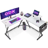 LuxusKollektion ODK Gaming Schreibtisch L Form mit Monitorständer, Weiß 127 x 127 cm