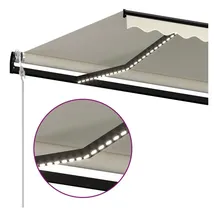 vidaXL Automatische Markise mit LED & Windsensor 600x350 cm Creme - Beige