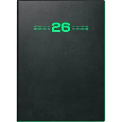 Brunnen Taschenkalender 736 10x14cm 1 Tag/Seite PU-Einband flexibel Neon schwarz 2026