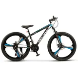 CARPAT SPORT Mountainbike 26 Zoll Mountainbike für Damen Herren Jungen, 21 Gang, Kettenschaltung, (Magnesiumfelgen mit 3 Speichen), Mechanische Scheibenbremse, Jugendfahrrad MTB Hardtail Fahrrad schwarz