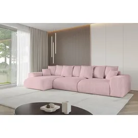altdecor Ecksofa Cord mit Schlaffunktion 2-Sitzer Rosa