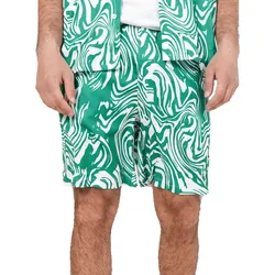 Sixth June Herren Bade-Shorts Bade-Hose mit psychedelischem Print Bademode Sommer-Shorts M23688PST Grün/Weiß - M