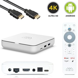 Homatics Box R Android TV 4K UHD, HDR, 5GHz WiFi Bluetooth Sprachfernbedienung, Weiß)