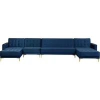 Beliani Wohnlandschaft Samtstoff marineblau ABERDEEN