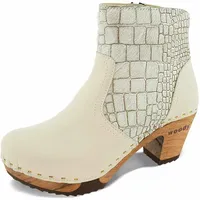 Woody Damen Tanja Clog Stiefelette, Creme-Cocco Silver, 37 EU