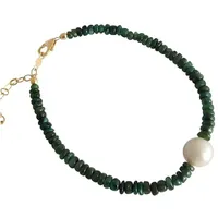 Gemshine Armband 'Smaragd - Perle' Armbänder & Armreife Hellbraun