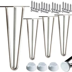 4x Haarnadel Tischbeine EDELSTAHL SCHWARZ CHROME Möbel Tischgestell Hairpin Leg EDELSTAHL 3 Streben