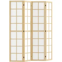 Homcom Paravent 4-teilig 160 x 170 cm Trennwand Raumteiler, Faltbar Raumtrenner Sichtschutz Stellwand für Wohnzimmer Natur