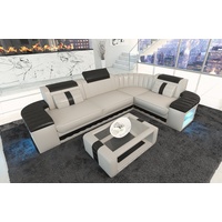 Sofa Dreams Ecksofa Ledercouch Ledersofa Bergamo L Form Leder Sofa, Couch, mit LED, wahlweise mit Bettfunktion als Schlafsofa, Designersofa beige|gelb|schwarz