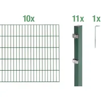 GAH Alberts Alberts Komplettset Doppelstabmattenzaun Grün, 2 m Matten, Höhe 80 - 200 cm, Länge 4 - 30 m