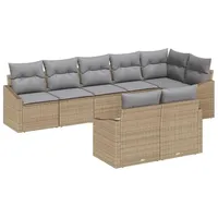 VidaXL Loungesofa Garten Essgruppe mit Kissen 8 pcs Beige