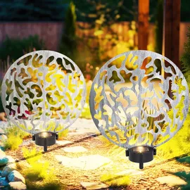 GLOBO Solarleuchte Metall 30x10x41 cm 2x LED warmweiß silber antik