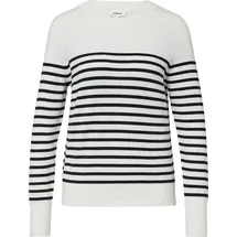 s.Oliver Gestreifter Pullover aus Viskosemix Creme/Schwarz 40