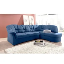 DOMO collection Ecksofa »Papenburg, zeitlose Rückensteppung, elegante Armlehne, L-Form«, mit Ottomane, wahlweise mit Bettfunktion blau