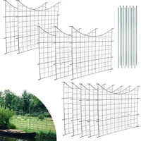 Jopassy 22tlg Set Teichzaun Gartenzaun Campingzaun Oberbogen Garden Garten Draht Steckzaun (Unterbogen) - Grün