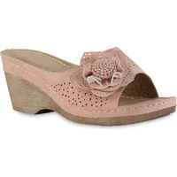 VAN HILL Damen Pantoletten Sandaletten Bequeme Blumen Komfort Schuhe
