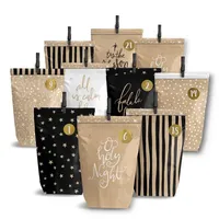 PAPIERDRACHEN befüllbarer Adventskalender Adventskalender mit bedruckten Tüten, Adventskalender zum selber befüllen braun