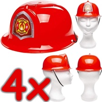 Neu: 4 x Feuerwehrhelme für Kinder | Verkleidung zum Feuerwehr-Kindergeburtstag, Fasching und Mottoparty | Jedes Feuerwehrmann-Kind liebt Diese Helme!