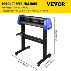 Vevor Vinyl-Schneideplotter – 870 mm Schneidebreite, maximale Papierzufuhr: 34 Zoll, Vinyl-Cutter mit stabilem Bodenständer - Schwarz