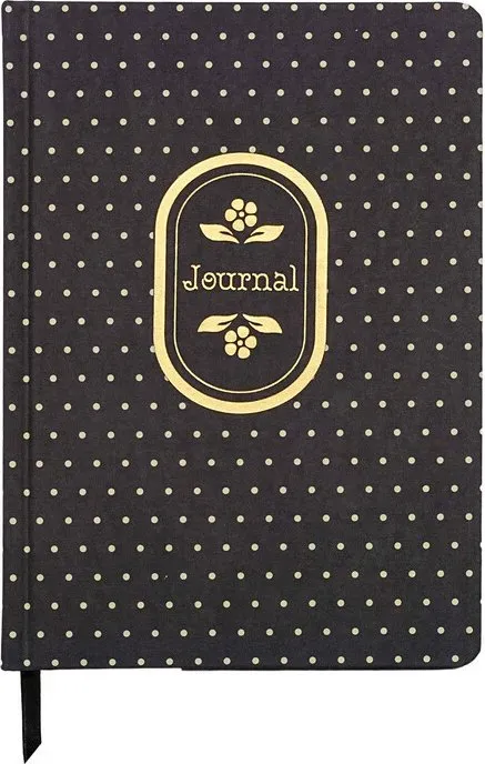 Jubiluu Divers A5-Notizbuch mit Hardcover und Innenauskleidung - 96 Blatt (100 g Offestpapier), Lesezeichen & Gummiband - Klassisches cremefarbenes, geliniertes Journal für Schule, Büro und Geschenke - marineblaue Punkte