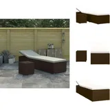 Sonnenliege Mit Auflage Und Teetisch Poly Rattan Braun - Sonnenliege - Gartenmöbel - Outdoor Möbel - Rattan Möbel - Poolliege