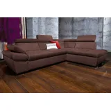 exxpo - sofa fashion Ecksofa EXXPO - SOFA FASHION "Salerno, Funktionssofa, hoher Sitzkomfort, Breite 268cm, L-Form", braun (dunkelbraun), B:268cm H:77cm T:204cm, NaturLeder;Primabelle-Microfaser (100% Polyester);Luxus-Kunstleder, Sofas, Ecksofa, inkl.