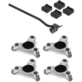 Vevor Möbelwagen 4er-Set, 158 x 158 x 65 mm, 200 kg Tragkraft, aus Stahl mit dreieckiger Lenkrolle, Transportroller für Haushaltsgeräte, Sofa, Kühlschrank