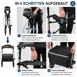 lösch reha Rollator TABAS Mobility faltbar und leicht mit Sitz Champagner