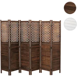 Paravent HWC-A84, Raumteiler Trennwand Sichtschutz, Ornamente 170x245cm ~ braun
