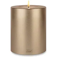 Qult Farluce Trend • Farbe Cremegold • ∅10cm Höhe 12cm • Teelichthalter in Kerzenform • Kunststoffkerze in Kerzenoptik • Mit Teelichteinsatz • inkl. 1 TLM16 Maxilight Teelicht (für ∅10&12cm)