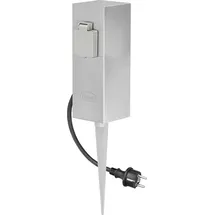 LEDINO Steckdosensäule 2er Edelstahl Silber