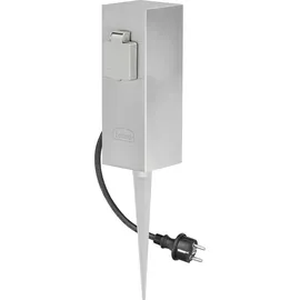 LEDINO Steckdosensäule 2er Edelstahl Silber