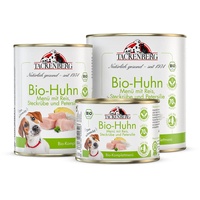 TACKENBERG Bio-Hühnchen mit Reis, Steckrübe und Petersilie Nassfutter Dose für Hunde - Hundefutter in Premiumqualität - 12 x 200 g