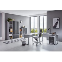 BMG Möbel Büro-Set Tabor Office 4, (Set, 8 tlg.), grau/anthrazit hochglanz) / anthrazit, Schreibtisch, Rollcontai...