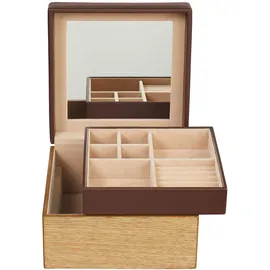 Windrose Wood Schmuckkoffer Leder 18 cm braun